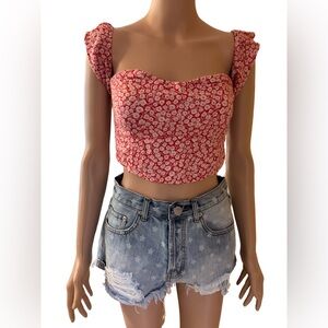 Abercrombie & Fitch Red Floral Crop Top